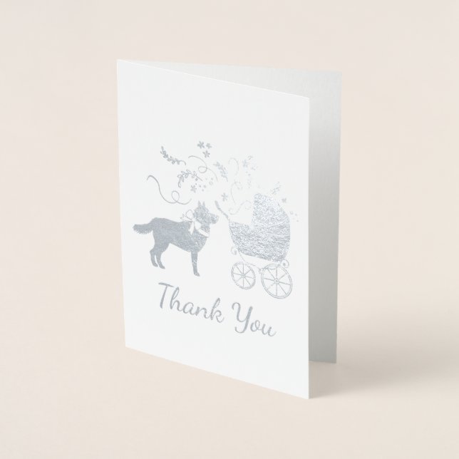 Carte Dorée Sibérie Husky Chien Baby shower Chien Chiot Gris (Devant)