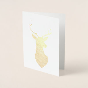 Carte Dorée Silhouette de cerf à huile or avec Antlers majestu