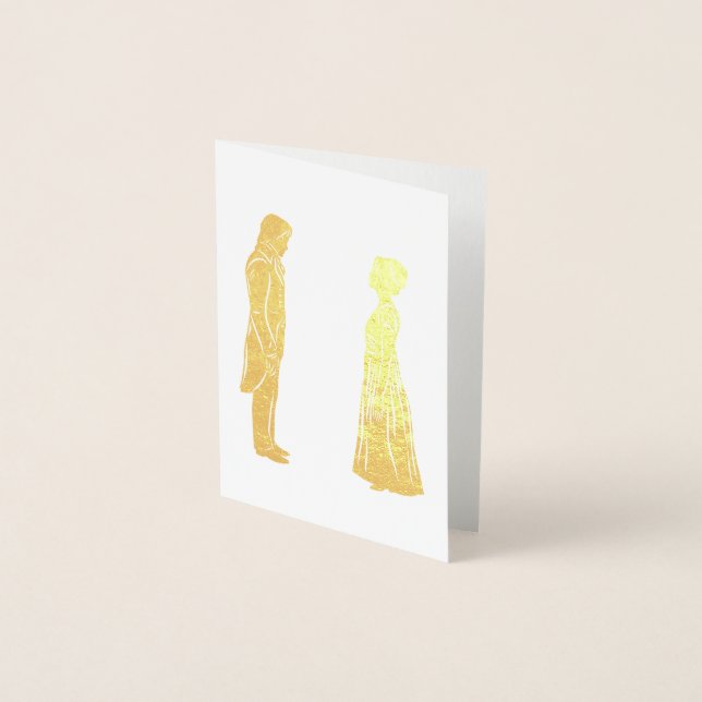 Carte Dorée Silhouette de Darcy & Elizabeth (Devant)