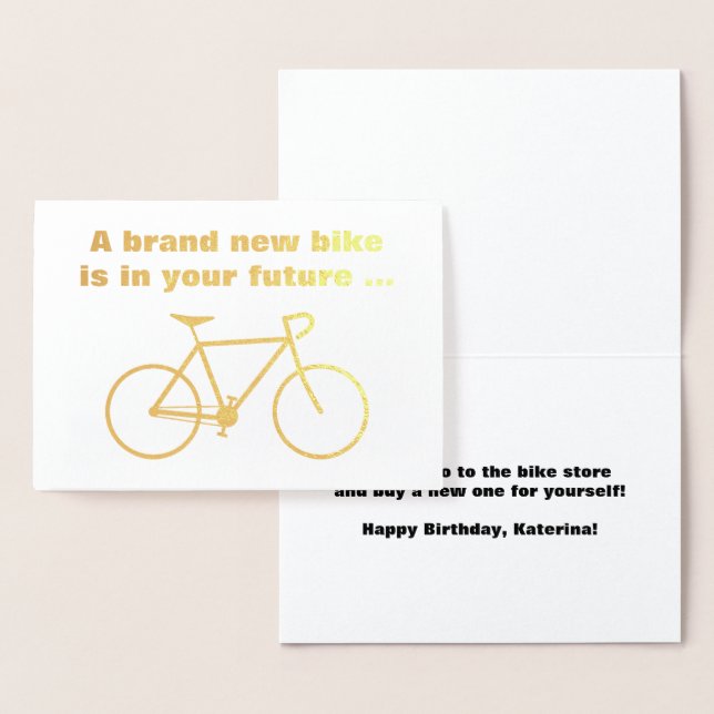 Carte Dorée Silly "Un tout nouveau vélo est dans votre avenir. (Affichage)