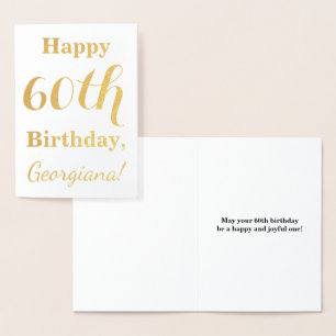 Carte Dorée Simple Feuille d'Or Anniversaire 60 ans + Nom pers