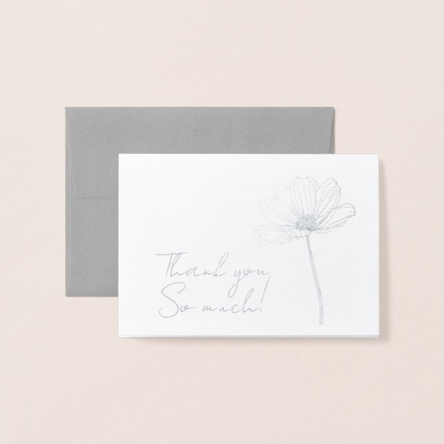Carte Dorée Simple Fleur Merci (Devant avec enveloppe)