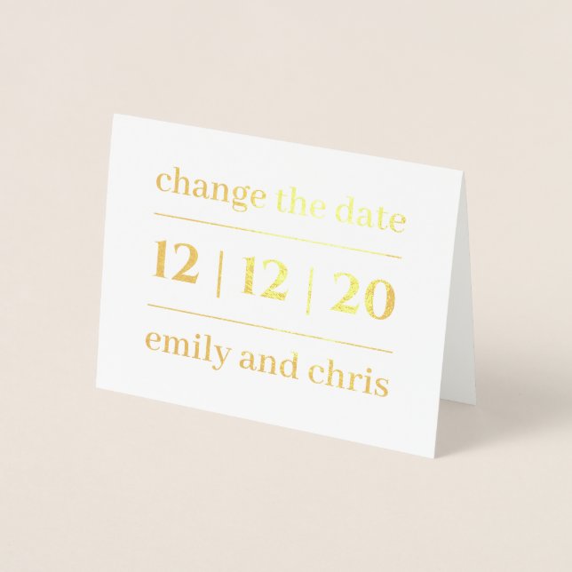 Carte Dorée Simple Moderne Changer la date Mariage Gold (Devant)