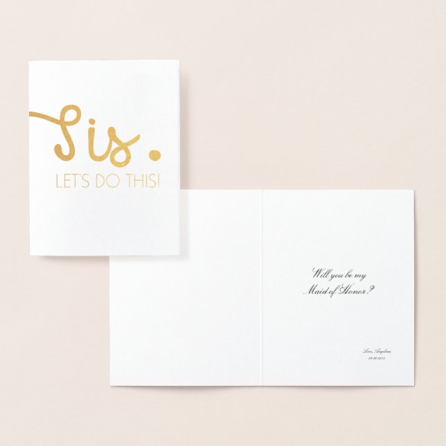 Carte Dorée Sis Let's Do This- Fun Bridesmaid ou une servante  (Affichage)