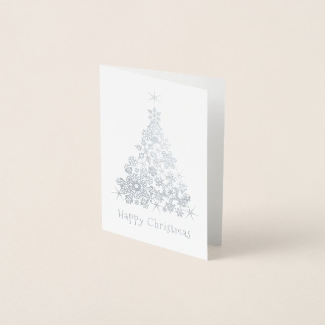 Carte Dorée Snowflakes sapin de Noël (Devant)