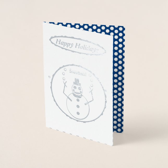 Carte Dorée Snowlady de Noël Jongler boules de neige drôle Per (Devant)