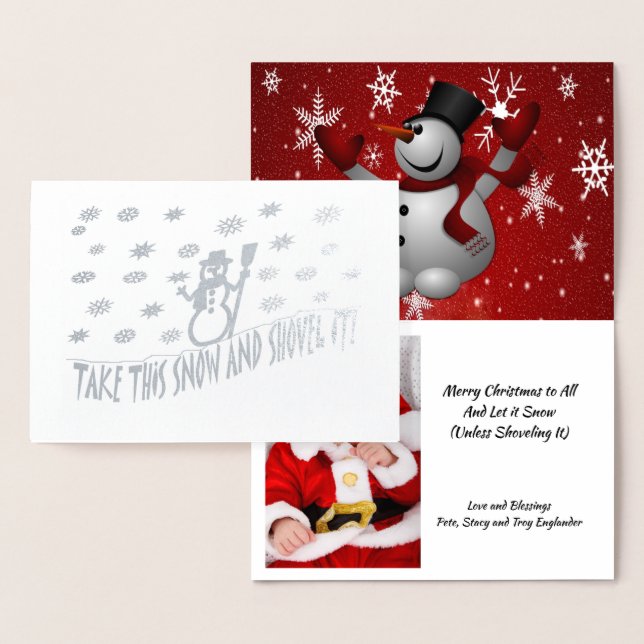 Carte Dorée Snowman prend cette neige et le déverse hiver, ZSG (Affichage)