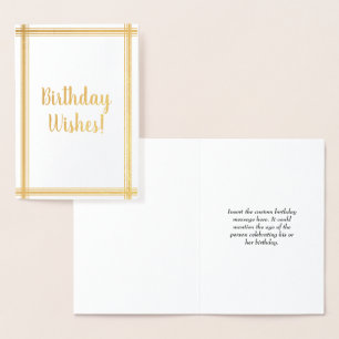 Carte Dorée "Souhaits customisés et élégants d'anniversaire !"