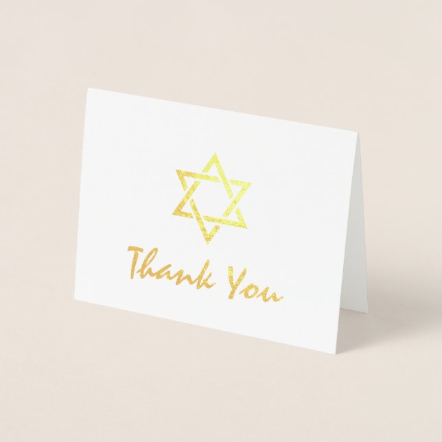 Carte Dorée Star de David Bat Bar Mitzvah Merci Gold (Devant)