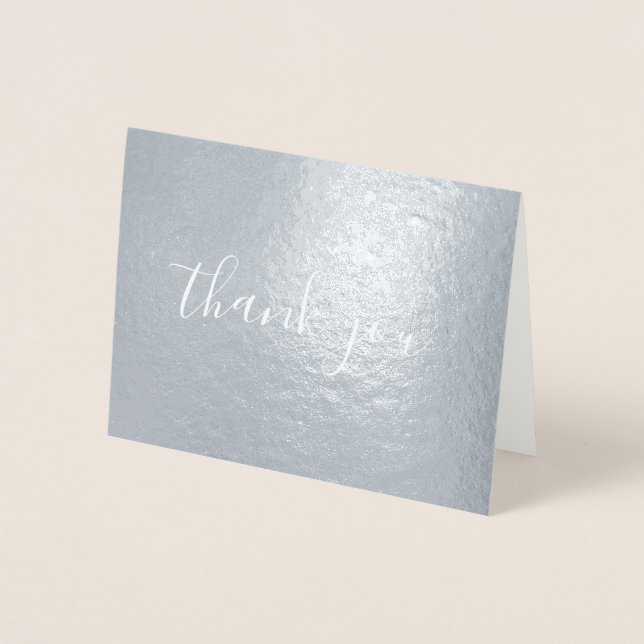 Carte Dorée Style d'écriture manuscrite Merci Argent (Devant)