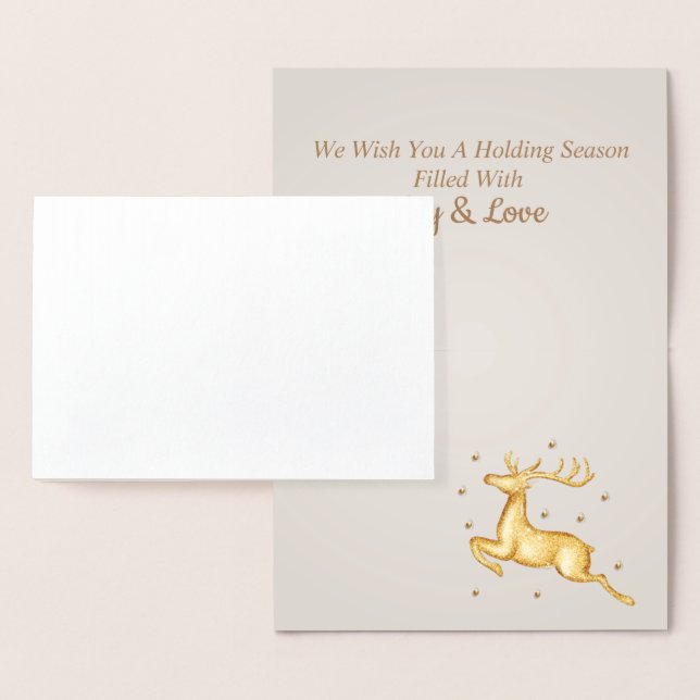 Carte Dorée Style Luxe Golden Laisser neiger, Noël (Affichage)