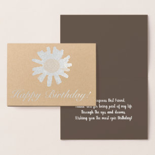 Carte Dorée Sunflower botanique Meilleur ami Anniversaire