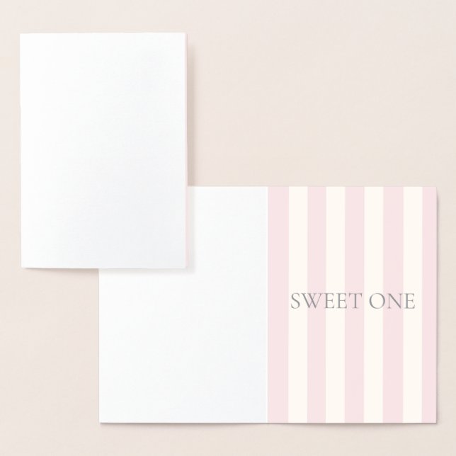 Carte Dorée Sweet One, sac cadeau, rose, rayures (Affichage)