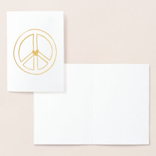Carte Dorée Symbole de paix Gold Heart