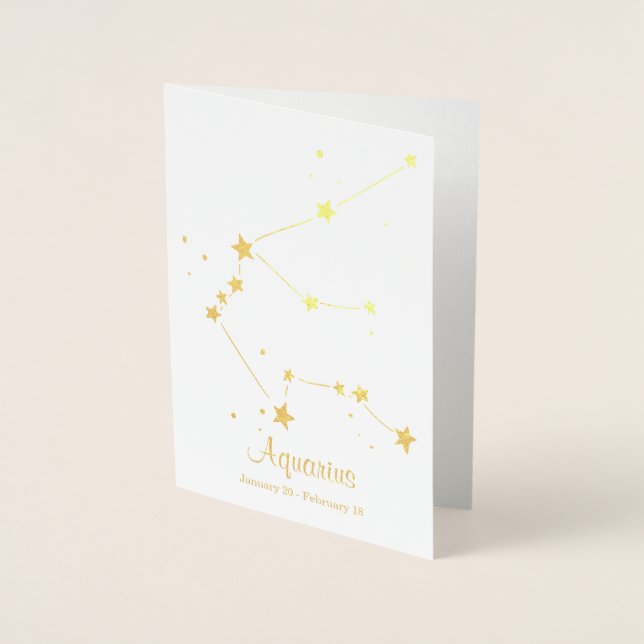 Carte Dorée SYMBOLE Zodiaque D'Huile D'Or Aquarius (Devant)