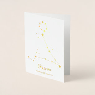 Carte Dorée Symbole Zodiaque Pisces d'huile d'or Constellation