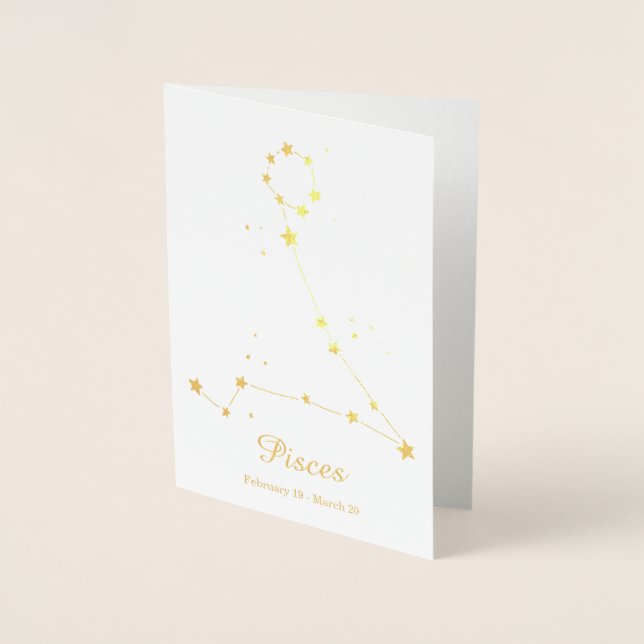 Carte Dorée Symbole Zodiaque Pisces d'huile d'or Constellation (Devant)