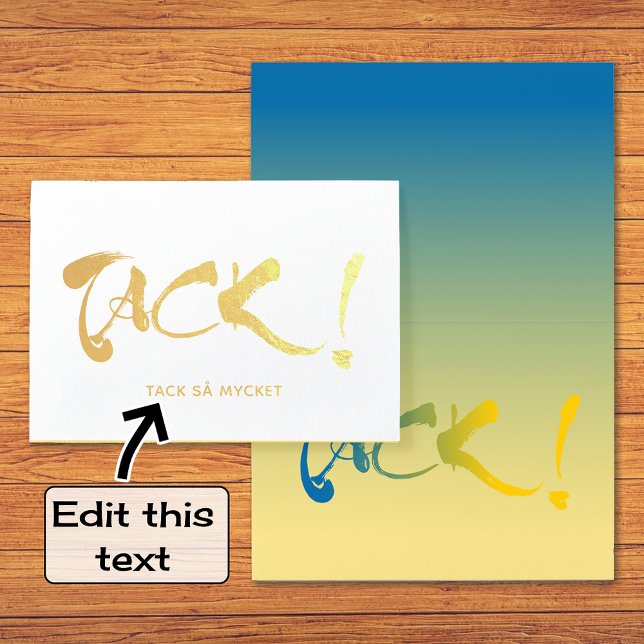 Carte Dorée Tack langue suédoise merci or (Créateur téléchargé)