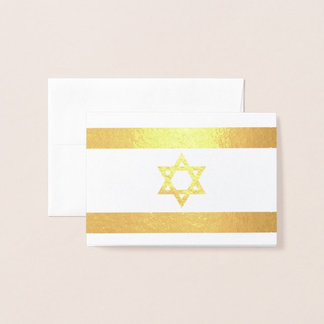 Carte Dorée Tag Foil Favor, drapeau israélien (Devant avec enveloppe)