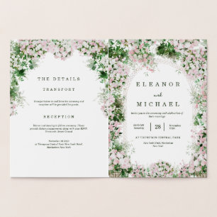 Carte Dorée Thème botanique rose tendre de mariage floral de l