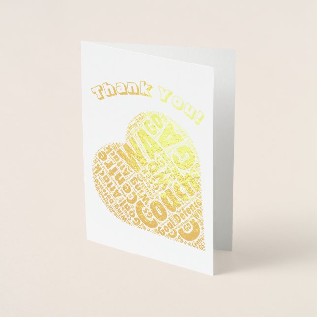Carte Dorée Thème Coeur Netball Coach Merci Or (Devant)