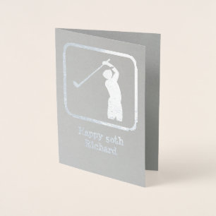 Carte Dorée Thème de golf Silver Graphisme avec photo / texte 