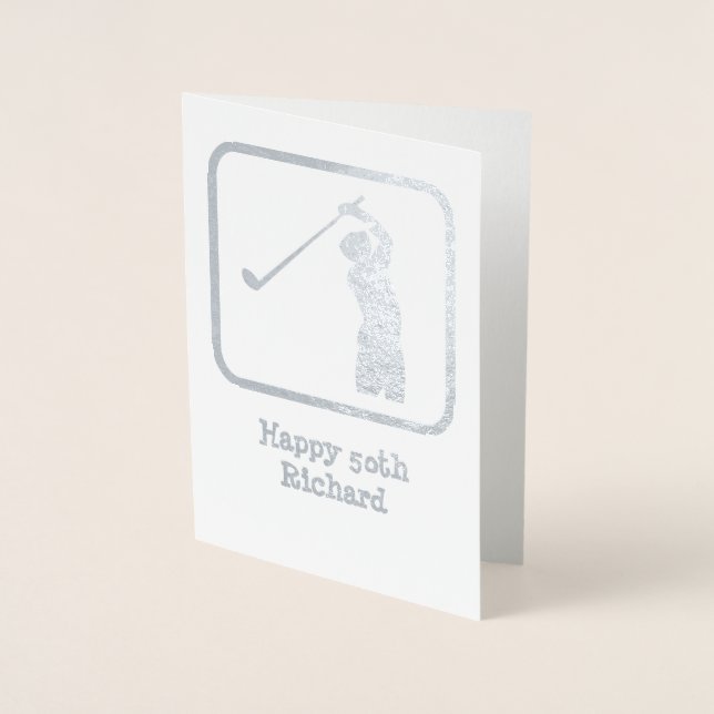 Carte Dorée Thème de golf Silver Graphisme avec photo / texte  (Devant)
