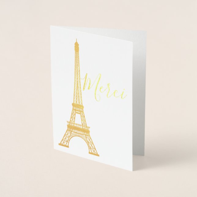 Carte Dorée Tour Eiffel Foil Merci note (Devant)