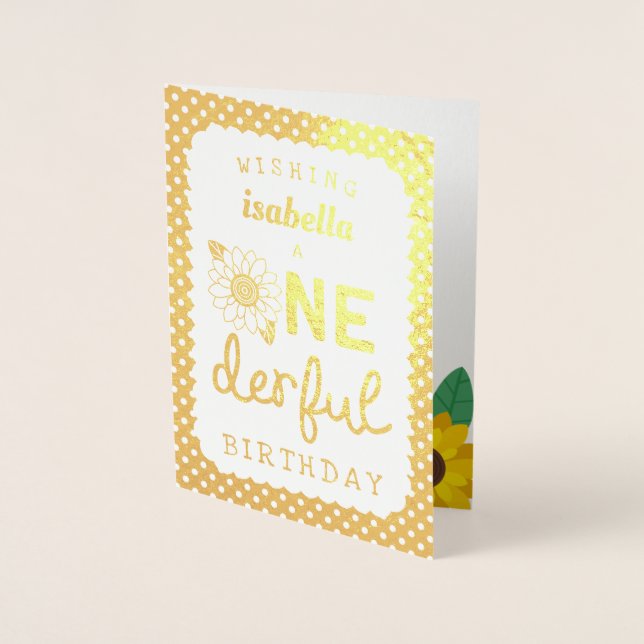 Carte Dorée Tournesol à huile d'or Anniversaire (Devant)