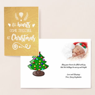 Carte Dorée Tous Les Coeurs Se Réunissent À Christmas Gold, ZS