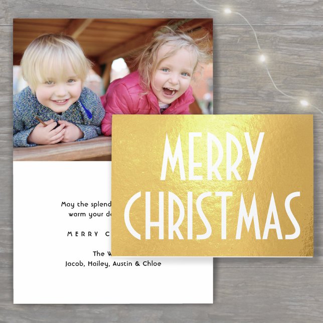 Carte Dorée Tout Texte Simple Vacances Joyeux Noël Or Réel (Créateur téléchargé)