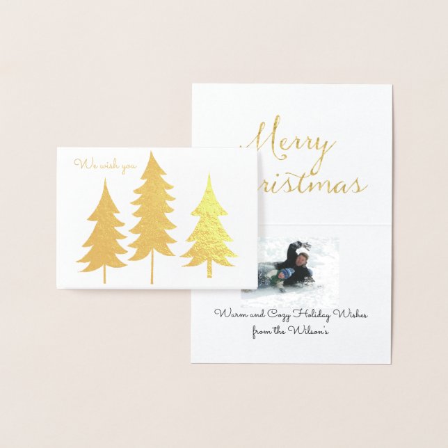 Carte Dorée Trio des Arbres d'or voeux de Noël (Affichage)
