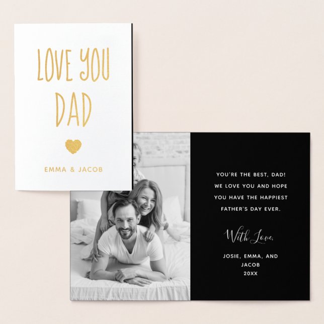 Carte Dorée Tu aimes papa | Votre photo et votre coeur moderne (Affichage)