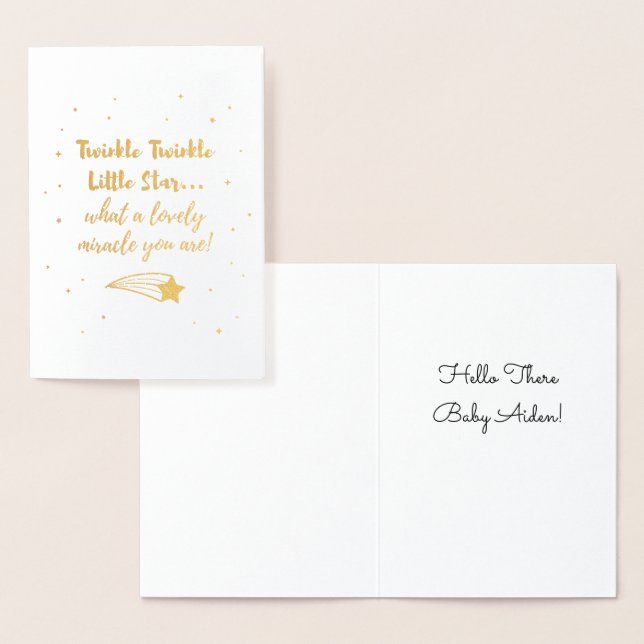 Carte Dorée Twinkle Twinkle Little Star Typography Gold Foil (Affichage)