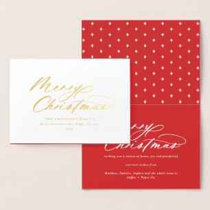 Carte Dorée Typographie moderne script élégant Noël Foil Ca