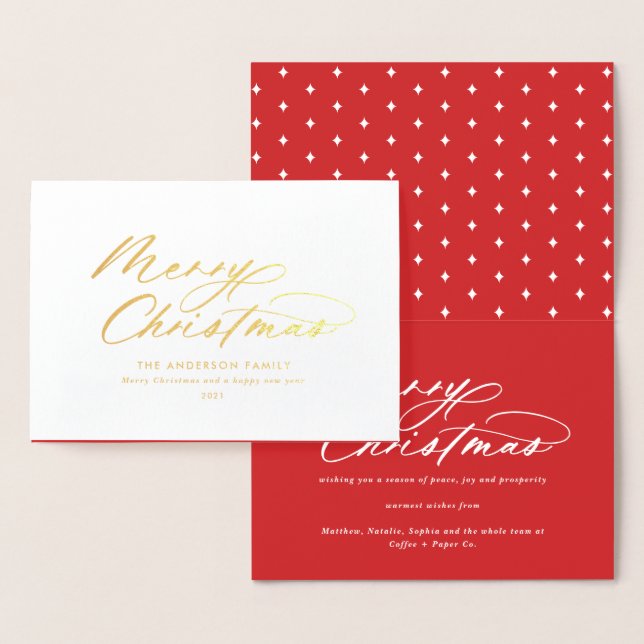 Carte Dorée Typographie moderne script élégant Noël Foil Ca (Affichage)