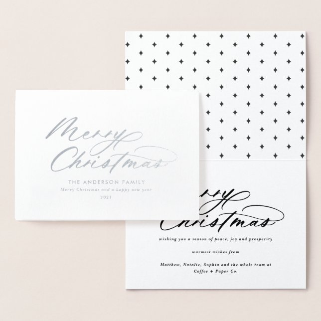 Carte Dorée Typographie moderne script élégant Noël Foil Ca (Affichage)