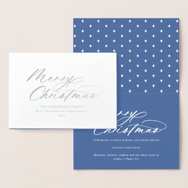 Carte Dorée Typographie moderne script élégant Noël Foil Ca (Affichage)