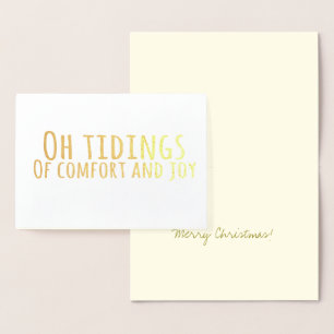 Carte Dorée Typographie simple Noël Carol Paroles