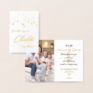 Carte Dorée Un enfant né Noël d'or