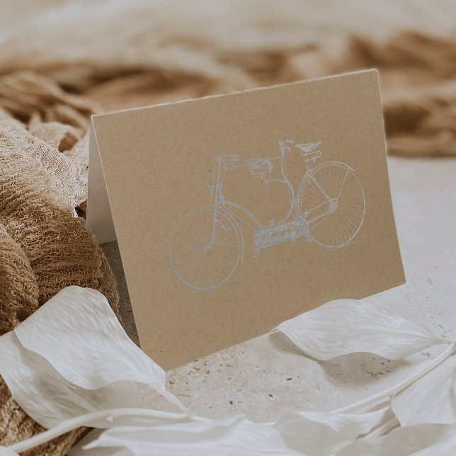 Carte Dorée Vélo Tandem Rustique Kraft | ARGENT (Créateur téléchargé)