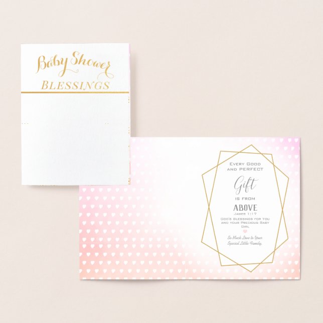 Carte Dorée Véritable Gold Foil Rainbow Baby Girl Douche Bless (Affichage)