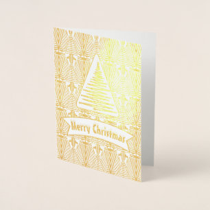 Carte Dorée Véritable Gold Great Gatsby Art Déco Joyeux Noël