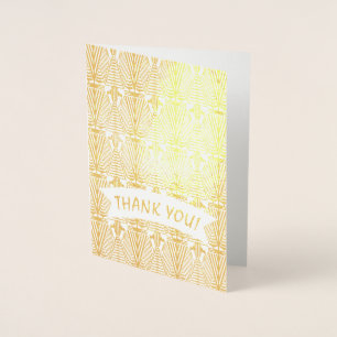 Carte Dorée Véritable Gold Great Gatsby Art Déco MERCI