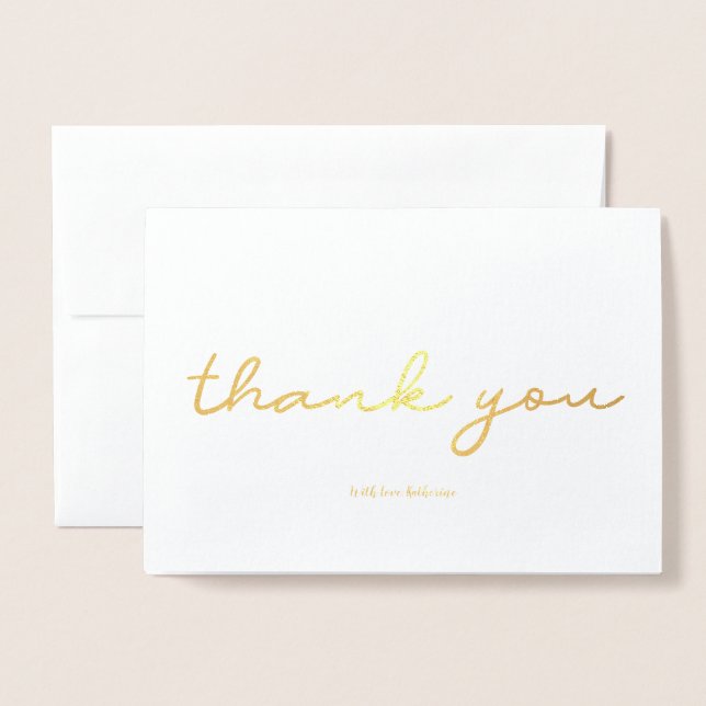Carte Dorée Véritable huile d'or Personnalisé Merci Élégant (Devant avec enveloppe)