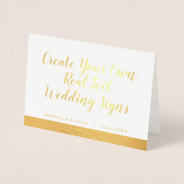 Carte Dorée VÉRITABLE Mariage Gold Foil Table Tente Card (Devant)