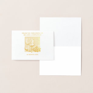 Carte Dorée Verres de vin d'or raisins élégant vignoble