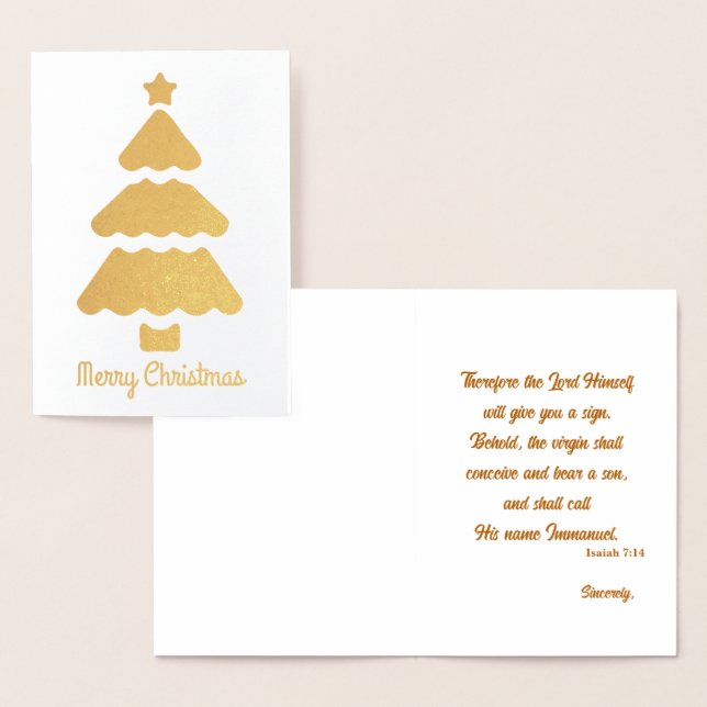 Carte Dorée Verset Bible Arbre de Noël (Affichage)
