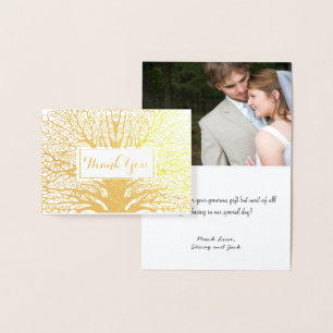 Carte Dorée Votre photo Silver Foil Chêne Mariage Merci