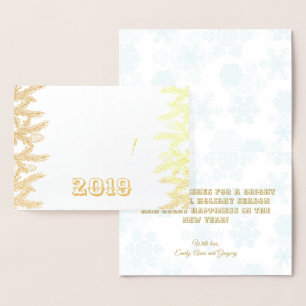 Carte Dorée Vrai or Joyeux Noël et Bonne Année